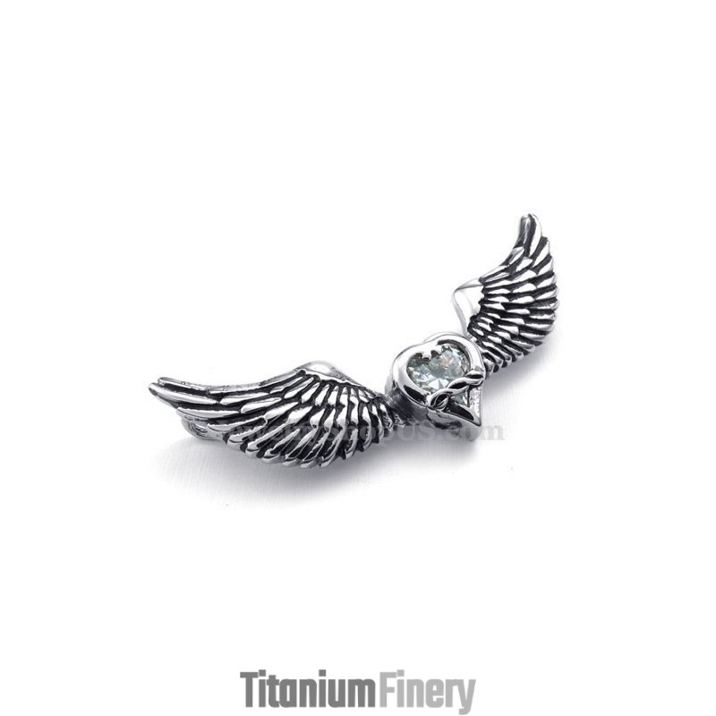 White Zircon Titanium Wings Pendant Necklace (Free Chain)