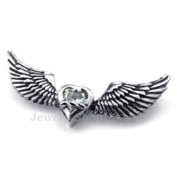 White Zircon Titanium Wings Pendant Necklace (Free Chain)