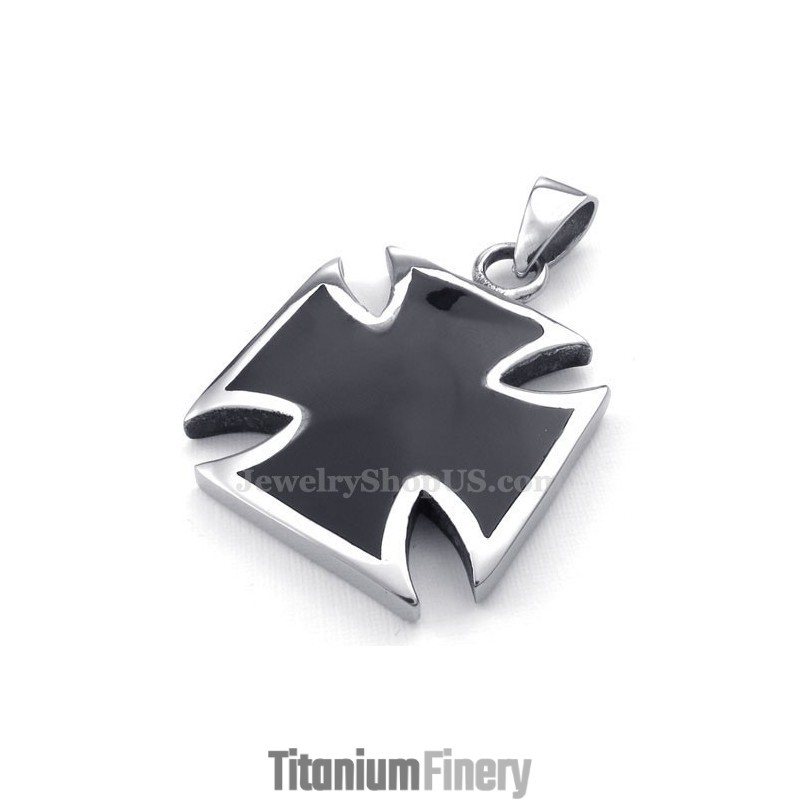 Simple Titanium Cross Pendant Necklace (Free Chain)