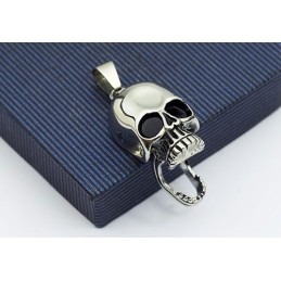 New Style Mens Human Skull Titanium Pendant - Free Chain