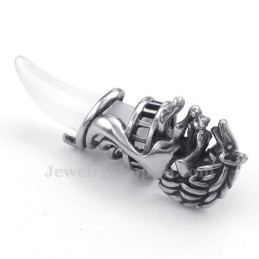 Exquisite Titanium Wolf'S Fang Pendant Necklace (Free Chain)