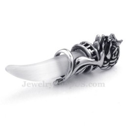Exquisite Titanium Wolf'S Fang Pendant Necklace (Free Chain)