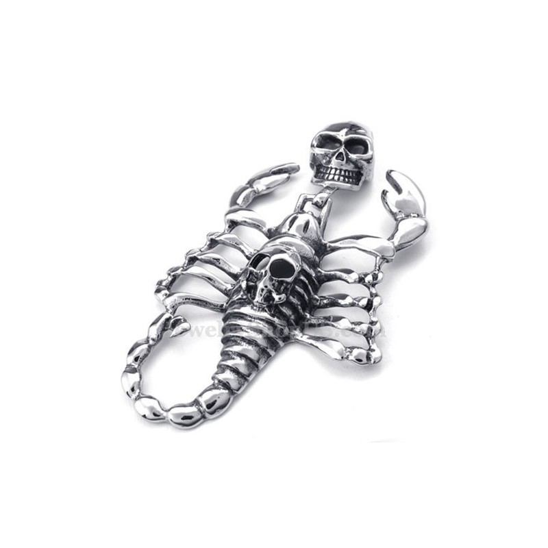 Mens Titanium Skull Scorpion Pendant Necklace (Free Chain) Mens Titanium Skull Scorpion Pendant Necklace (Free Chain)