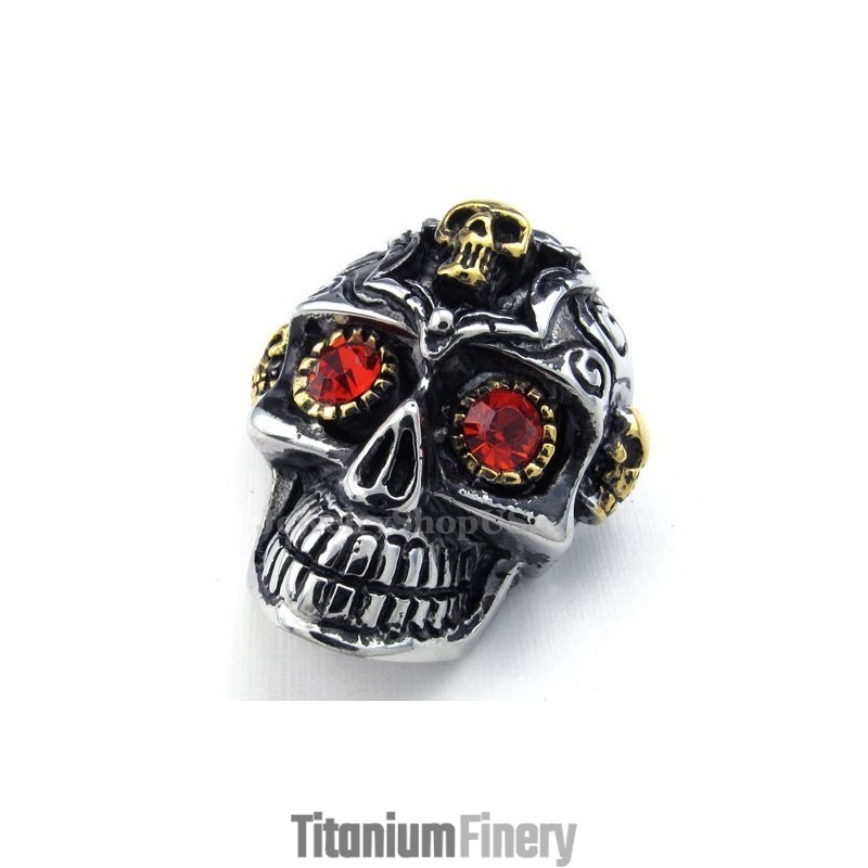 Red Eyes Titanium Skull Pendant Necklace (Free Chain) Red Eyes Titanium Skull Pendant Necklace (Free Chain)