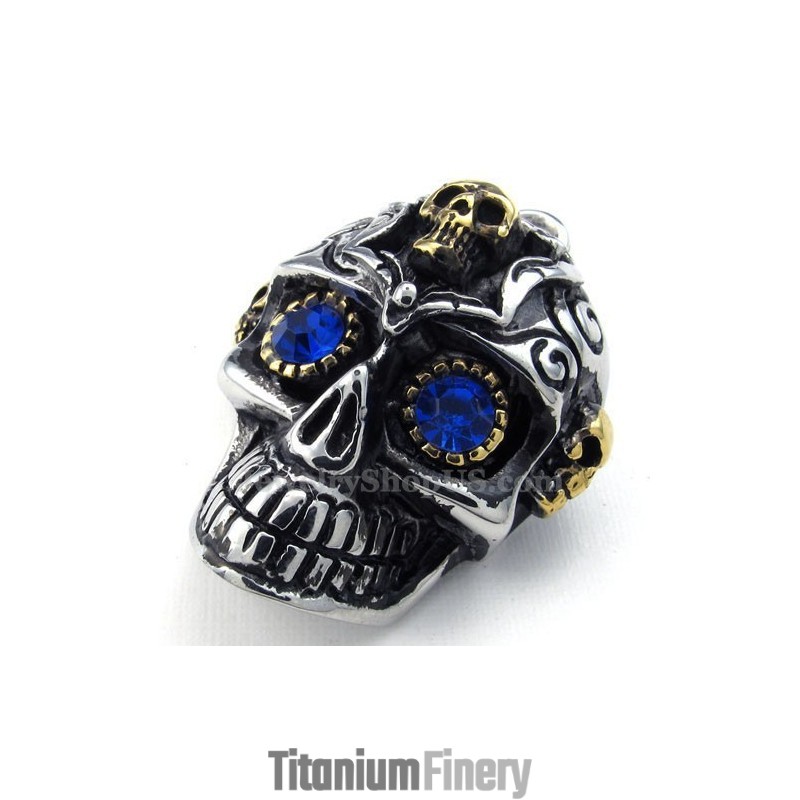 Blue Eyes Titanium Skull Pendant Necklace (Free Chain) Blue Eyes Titanium Skull Pendant Necklace (Free Chain)