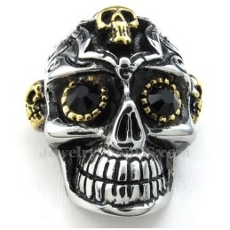 Black Eyes Titanium Skull Pendant Necklace (Free Chain)
