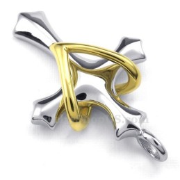 Love And Heart Cross Titanium Pendant Necklace (Free Chain)