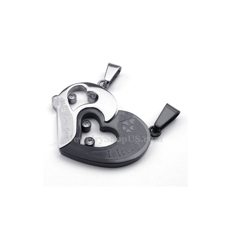 Titanium Couples Hearts Pendant Necklace (Free Chain)(One Pair) Titanium Couples Hearts Pendant Necklace (Free Chain)(One Pair)