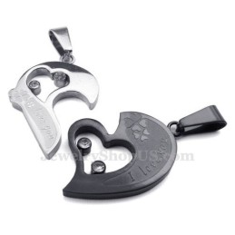 Titanium Couples Hearts Pendant Necklace (Free Chain)(One Pair)