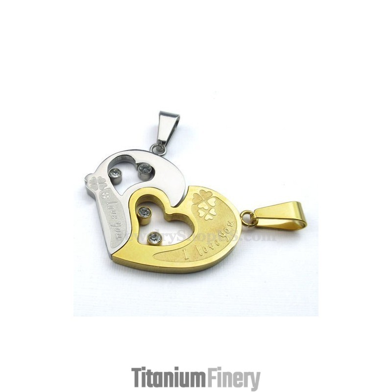 Fashion Kiss Puzzle Titanium Couples Pendant Necklace Love Gift (Free Chain)(One Pair) Fashion Kiss Puzzle Titanium Couples Pendant Necklace Love Gift (Free Chain)(One Pair)