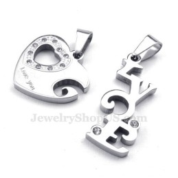 Charming Hearts Titanium Couples Pendant Necklace (Free Chain)(One Pair)