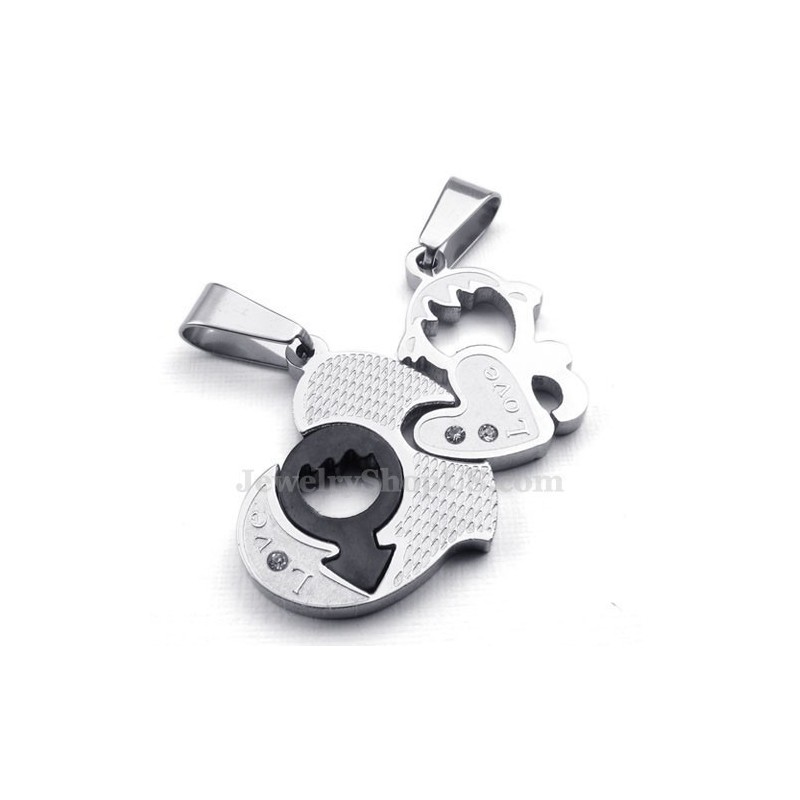 Titanium Couples Two Hearts Pendant Necklace (Free Chain)(One Pair) Titanium Couples Two Hearts Pendant Necklace (Free Chain)(One Pair)