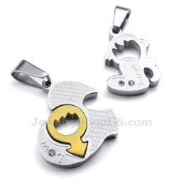 Titanium Couples Two Hearts Pendant Necklace (Free Chain)(One Pair)