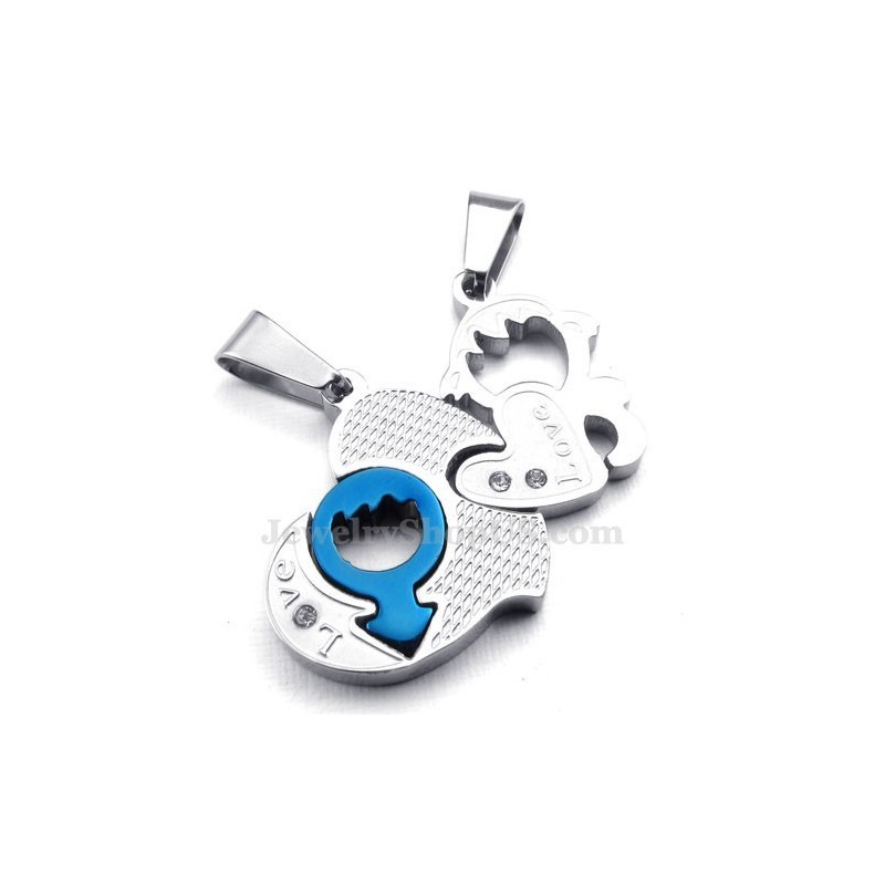 Titanium Couples Two Hearts Pendant Necklace (Free Chain)(One Pair) Titanium Couples Two Hearts Pendant Necklace (Free Chain)(One Pair)