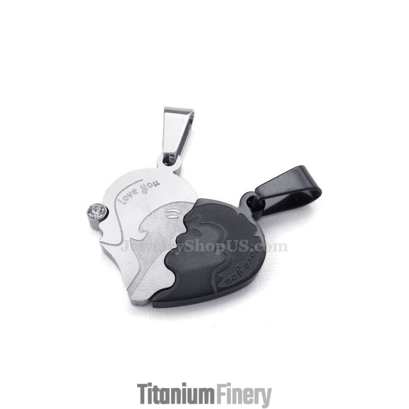 Titanium Couples Broken Hearts Pendant Necklace (Free Chain)(One Pair) Titanium Couples Broken Hearts Pendant Necklace (Free Chain)(One Pair)