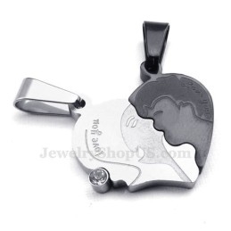 Titanium Couples Broken Hearts Pendant Necklace (Free Chain)(One Pair)
