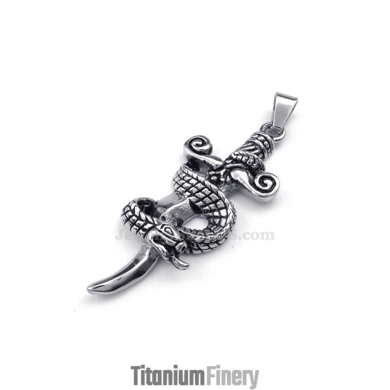 Titanium Snake Sword Pendant Necklace (Free Chain) Titanium Snake Sword Pendant Necklace (Free Chain)