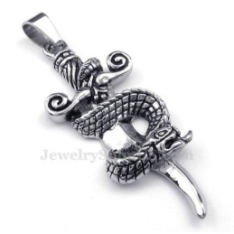 Titanium Snake Sword Pendant Necklace (Free Chain)
