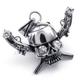 Pirate Titanium Skull Pendant Necklace (Free Chain)