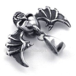 Wings Titanium Skull Pendant Necklace (Free Chain)