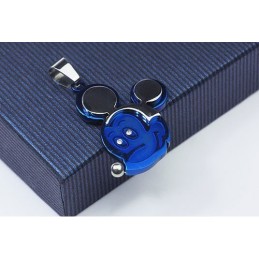 Blue Mickey Mouse Titanium Pendant - Free Chain