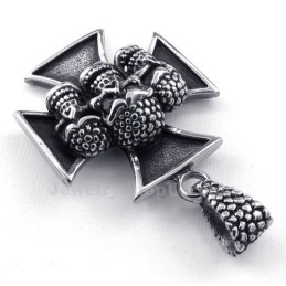 The Cross Titanium Skull Pendant Necklace (Free Chain)