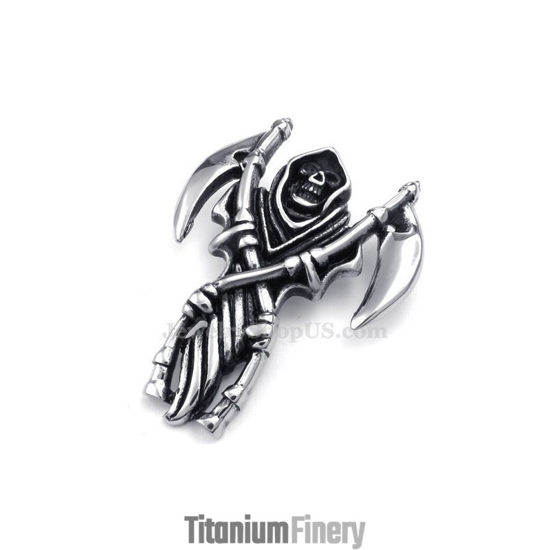 Titanium Grim Reaper Pendant Necklace (Free Chain) Titanium Grim Reaper Pendant Necklace (Free Chain)