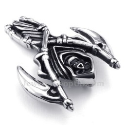 Titanium Grim Reaper Pendant Necklace (Free Chain)