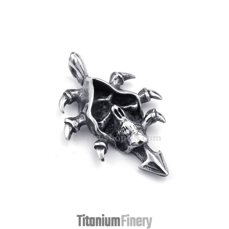Stunning Titanium Skull Pendant Necklace (Free Chain)