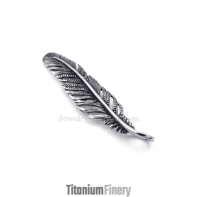 Titanium Feather Pendant Necklace (Free Chain) Titanium Feather Pendant Necklace (Free Chain)