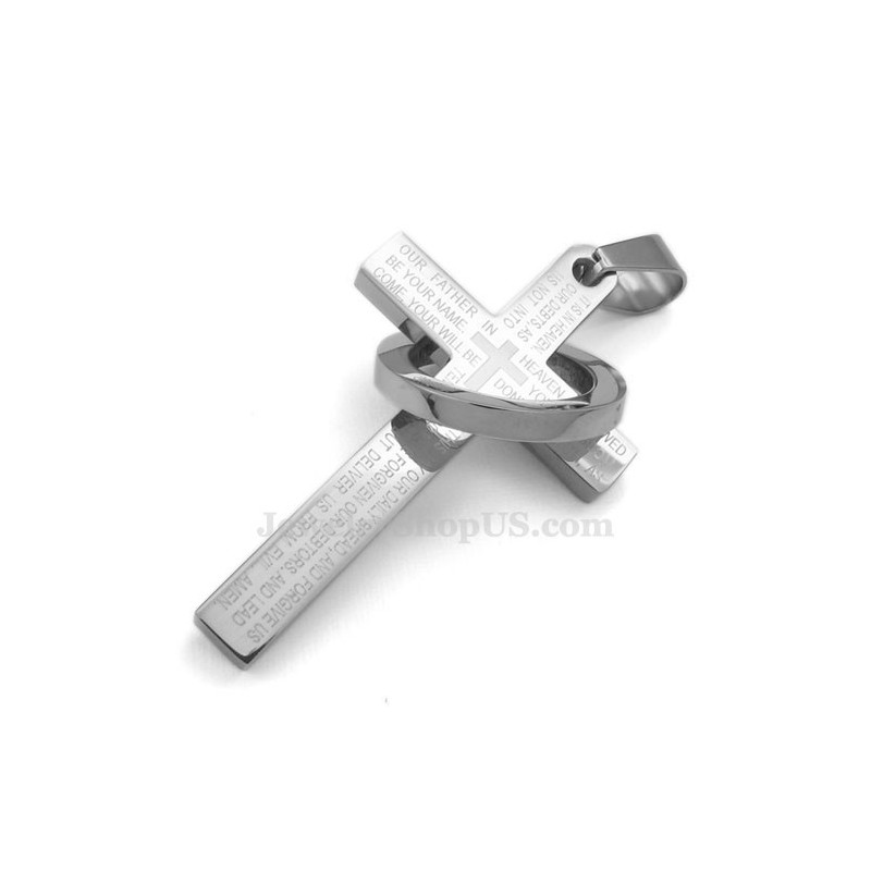 Scripture Titanium Cross Pendant Necklace (Free Chain)