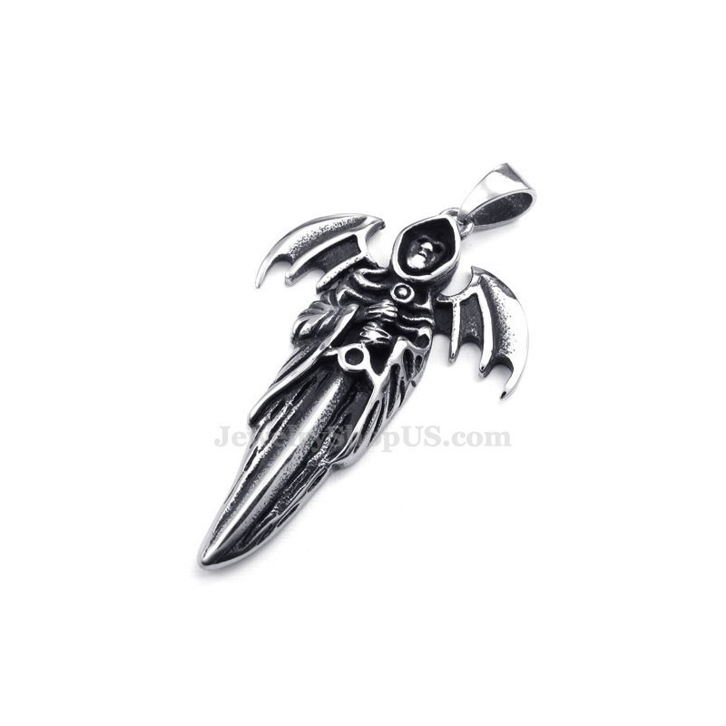 Exquisite Titanium Grim Reaper Pendant Necklace (Free Chain) Exquisite Titanium Grim Reaper Pendant Necklace (Free Chain)