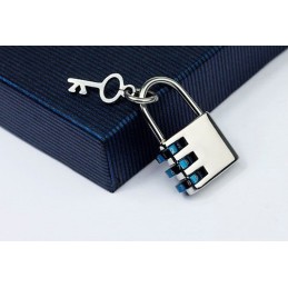 Fashion Mens Coded Lock And Key Titanium Pendant - Free Chain