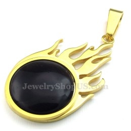 Titanium Gold Fireball Pendant Necklace (Free Chain)