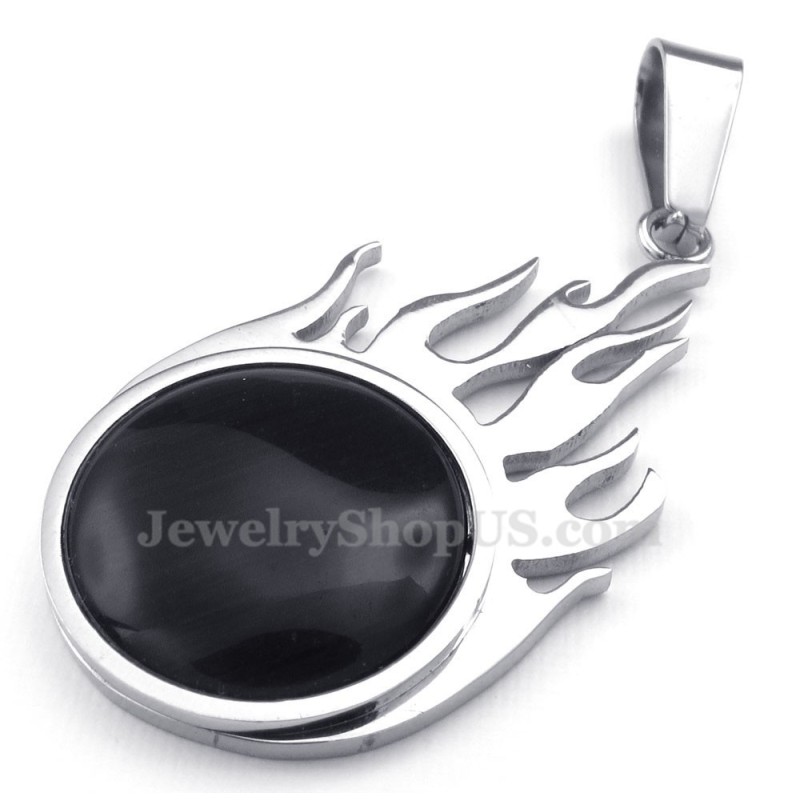 Titanium Silver Fireball Pendant Necklace (Free Chain)