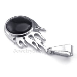 Titanium Silver Fireball Pendant Necklace (Free Chain)