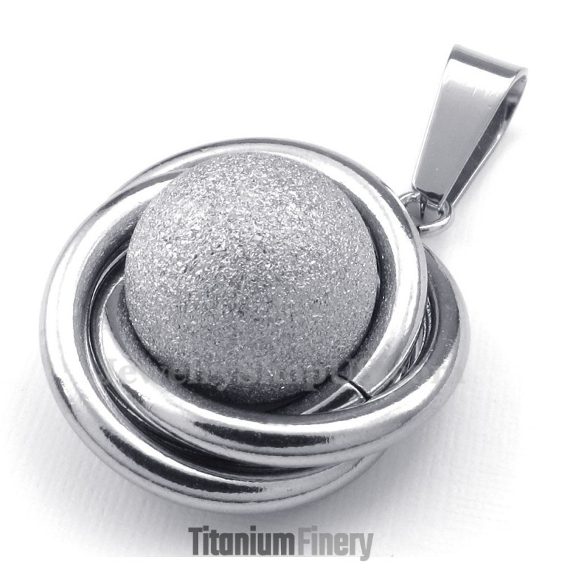 Titanium Silber Ball Pendant Necklace (Free Chain)