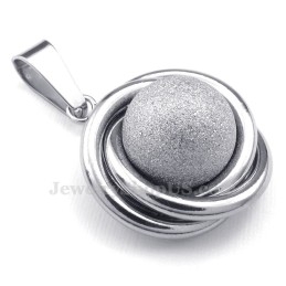 Titanium Silber Ball Pendant Necklace (Free Chain)