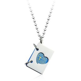 Openable Mens Bible And Cross Titanium Pendant - Free Chain