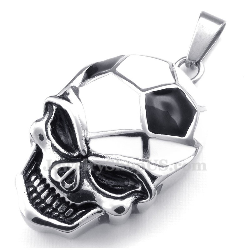 Titanium Football And Soccer Skull Pendant Necklace (Free Chain) Titanium Football And Soccer Skull Pendant Necklace (Free Chain)