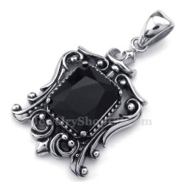Black Zircon Titanium Pendant Necklace (Free Chain)