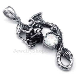 White Zircon Titanium Pterosaur Pendant Necklace (Free Chain)