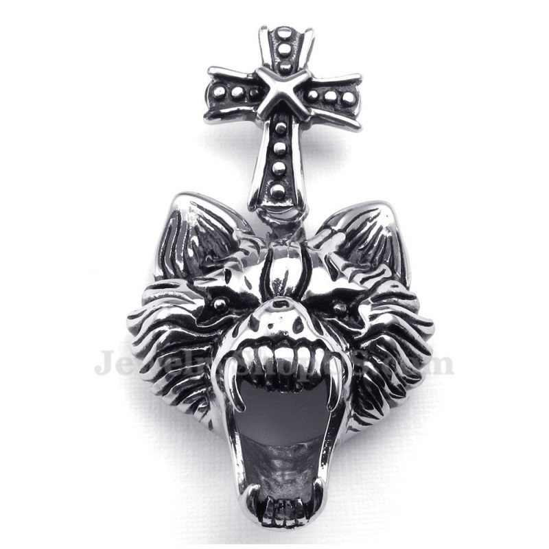 Titanium Wolf'S Head Pendant Necklace (Free Chain) Titanium Wolf'S Head Pendant Necklace (Free Chain)