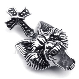Titanium Wolf'S Head Pendant Necklace (Free Chain)