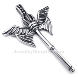 Titanium Crown Scepter Pendant Necklace (Free Chain)