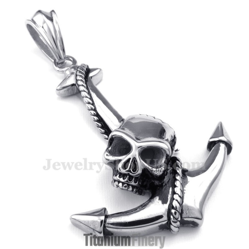 Titanium Skull Anchor Pendant Necklace (Free Chain) Titanium Skull Anchor Pendant Necklace (Free Chain)