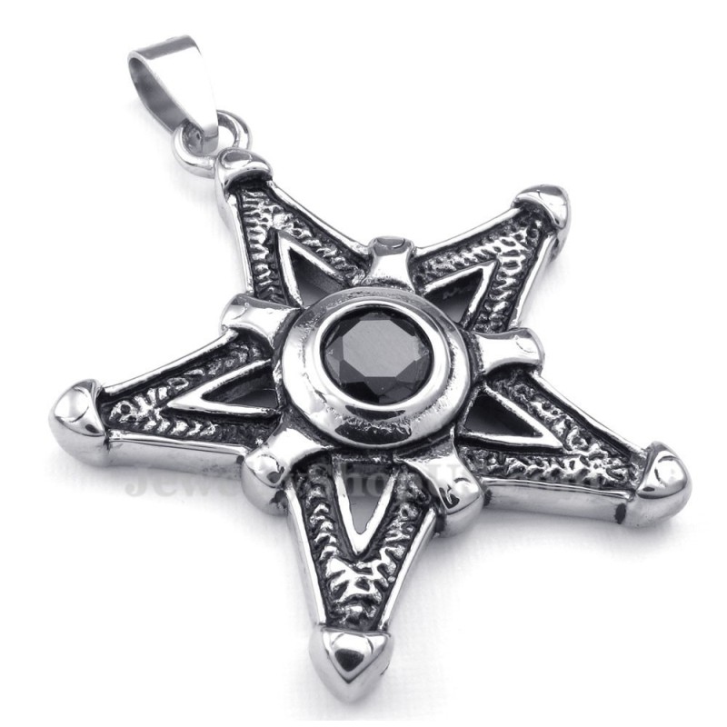 Black Zircon Titanium Lucky Star Pendant Necklace (Free Chain) Black Zircon Titanium Lucky Star Pendant Necklace (Free Chain)