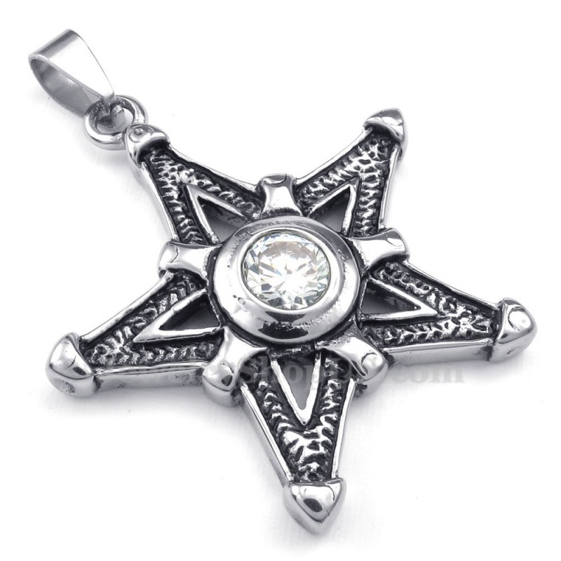 White Zircon Titanium Lucky Star Pendant Necklace (Free Chain) White Zircon Titanium Lucky Star Pendant Necklace (Free Chain)