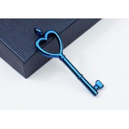 Love Heart Key Titanium Pendant - Free Chain