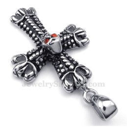 Titanium Cross Pendant Necklace Adorned With Skull (Free Chain)